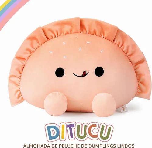 Vista 2 de Ditucu Pierogi - Linda almohada Pierogi de felpa divertida con comida frita, albóndigas fritas, panqueques, peluches de animales de peluche Rosa