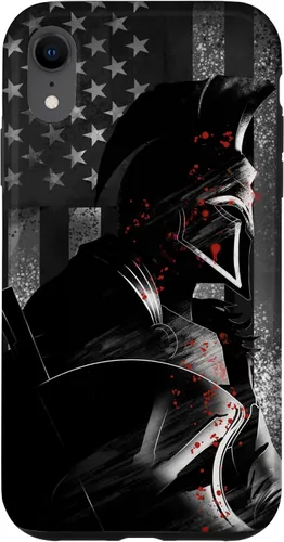 Vista 24 de Funda patriótica para iPhone 16 con bandera de Estados Unidos Spartan Warrior griego antiguo