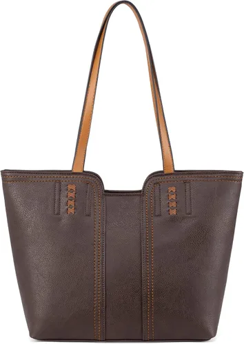 Vista 15 de Montana West Bolso Tote para Mujeres con Asa Superior Bolso de Mano Satchel Ámbar marrón