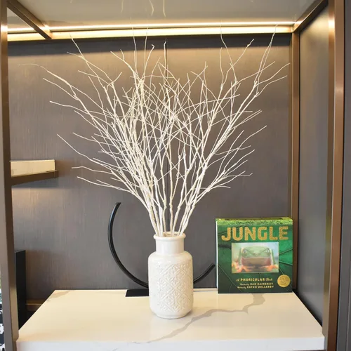Vista 5 de VANTREE - 10 ramas artificiales de abedul blanco, tallos secos flexibles 30.7 Inches Faux Olive Branches，Fake Twigs Stems for Vases Floor