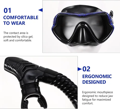 Vista 5 de Toyvian Juego de máscara de esnórquel y esnórquel para adultos, equipo de esnórquel ligero con cómodo sello hermético para hombres y mujeres,