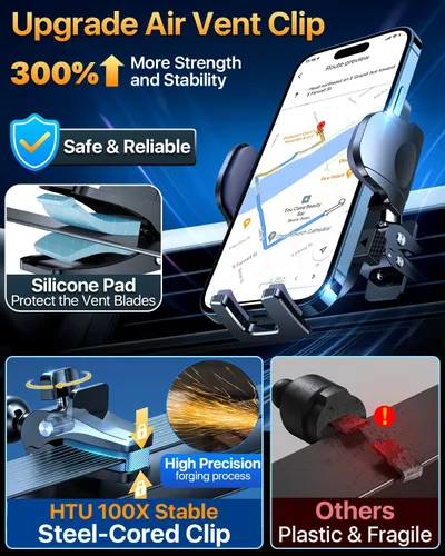 Vista 7 de HTU 【98 + libras de succión más fuerte y grado militar】 Soporte de teléfono para automóvil 【Patente y certezas de seguridad】 Soporte para teléfono