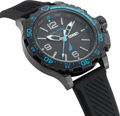 Vista 3 de Nautica NAPGLF116 Glenrock Lagoon Reloj con correa de silicona negra IPnegronegro Negro