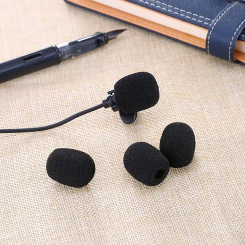 Vista 2 de eBoot Paquete de 5 auriculares con solapa de tamaño pequeño, color negro Mic Muffler Pop Filter, Lapel Mic Foam Cover, Small Mic Windscreen,Fits