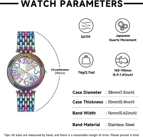 Vista 4 de Bisley Reloj de pulsera de metal para mujer, fácil de leer, resistente al agua