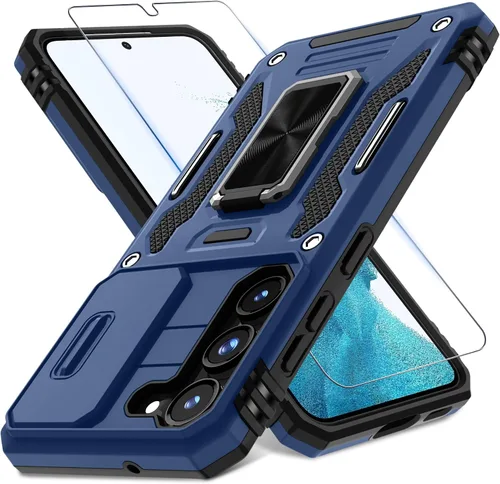 Vista 11 de DEERLAMN Funda para Samsung Galaxy S23 con Cubierta Deslizante para Cámara + Protector de Pantalla (2 Paquetes), Soporte de Anillo Giratorio