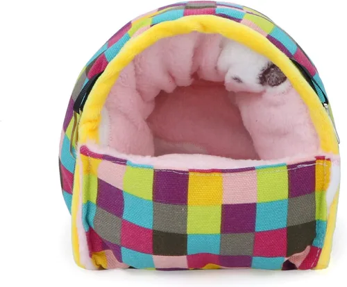 Vista 5 de Wontee Hamster Bed Hideout Sugar Glider Hamaca para animales pequeños, casa de cama cálida para hámsters, erizos, planeadores de azúcar, jerbos