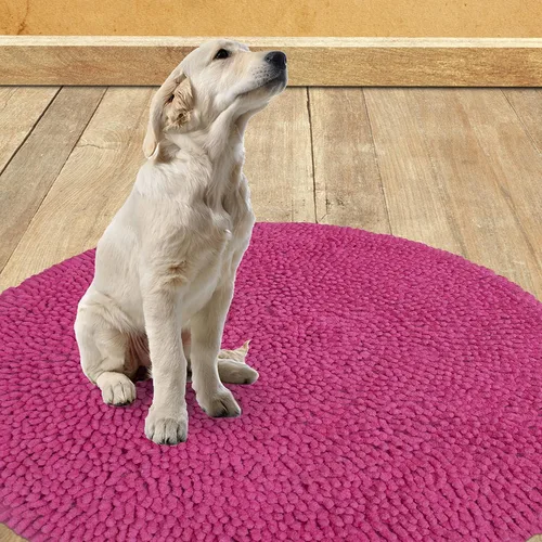 Vista 8 de Chardin home Alfombra de baño redonda rosa intenso, alfombra de baño bohemia de 2 pies, también perfecta para habitaciones de niños, guarderías