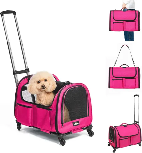 Vista 10 de Paw Ballet Transportador de mascotas con ruedas, jaula duradera para gatos aprobada por aerolíneas, transportador plegable para perros, bolsa