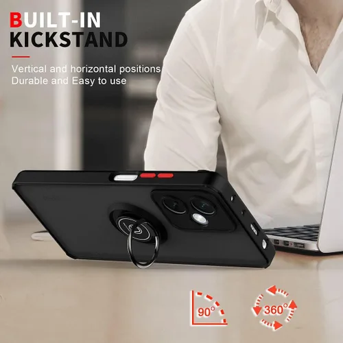 Vista 6 de QUIETIP Funda compatible con Xiaomi Poco X5 Pro 5G con protector de pantalla, TPU + policarbonato duro a prueba de golpes, anillo magnético