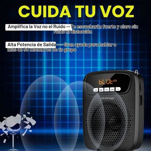 Vista 2 de Amplificador de voz portátil, auriculares inalámbricos y con cable, micrófono con altavoz, mini micrófono personal ligero para profesores