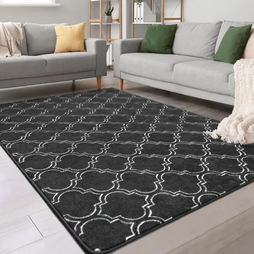 Vista 10 de Chicrug - Alfombra geométrica moderna de 2 x 6 pies para dormitorio o pasillo Negro Geometric