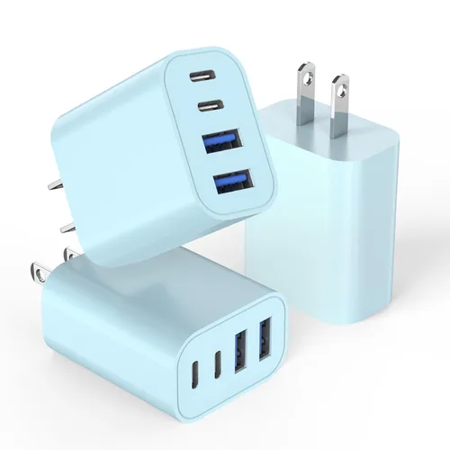 Vista 8 de Bloque de carga rápida de 40 W Apple 17 16, paquete de 2 bloques de cargador USB C rápido de 4 puertos, adaptador de corriente PD y adaptador QC