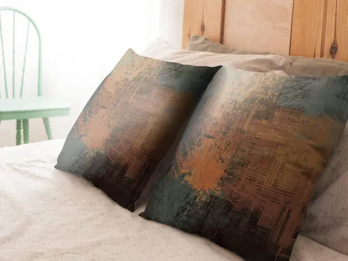 Vista 4 de Juego de 2 fundas de almohada, arte abstracto de 16 x 16 pulgadas, decoración del hogar, fundas de almohada cuadradas decorativas para sofá