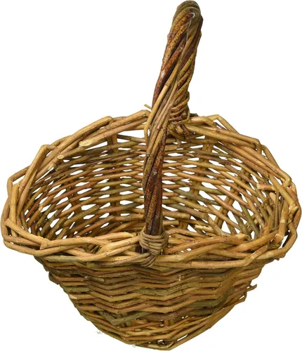Vista 3 de Murataya Sangyo Willow Basket Small with Leather 5213 Width 7.9 x Depth 5.5 x Height 4.3 inches (20 x 14 x 11 cm) (Includes Handle 9.1 inches