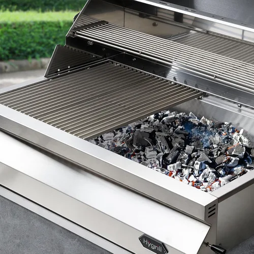 Vista 4 de Hygrill - Cabezal de parrilla de carbón para cocina al aire libre, parrilla integrada de acero inoxidable de 32 pulgadas con capucha aislada