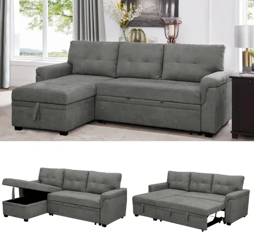 Vista 10 de Naomi Home Transforma Cualquier Espacio: Sofá Seccional Reclinable con Sofá Cama Convertible y Chaise Acogedora. Encuentra Comodidad Tranquila