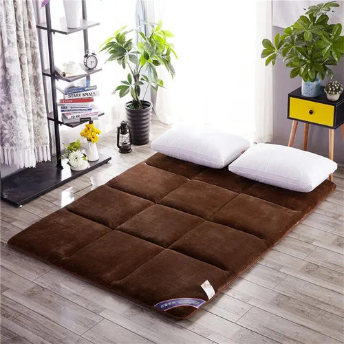 Vista 8 de Colchón de futón japonés tatami, colchón grueso de franela plegable para dormitorio de estudiantes, tatami, colchón individual y doble, almohada