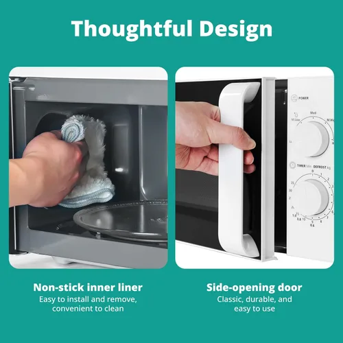 Vista 8 de SMETA 20L Microwave, Microwave, No Grill, Coating, 700W Power, 5 Levels, 35 Minute Timer, Time Defrost Mode, White Finish