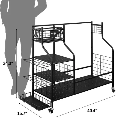 Vista 2 de Yes4All Golf Storage Garage Organizer, Golf Bag Storage Stand and Other Golfing Equipment Rack, Extra Storage Rack for Golf Clubs,Black