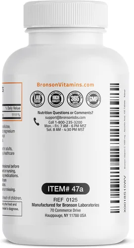 Vista 8 de Vitamina C Bronson Vitamins, pastillas de 0,035 oz premium sin OMG, ácido ascórbico, 1