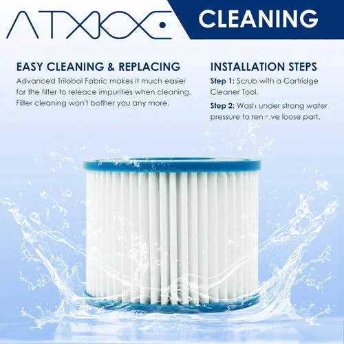 Vista 3 de ATXKXE Cartucho de repuesto para filtro de spa y bañera de hidromasaje tipo VI para Lay-Z-Sp, otros filtros inflables para bañera de hidromasaje