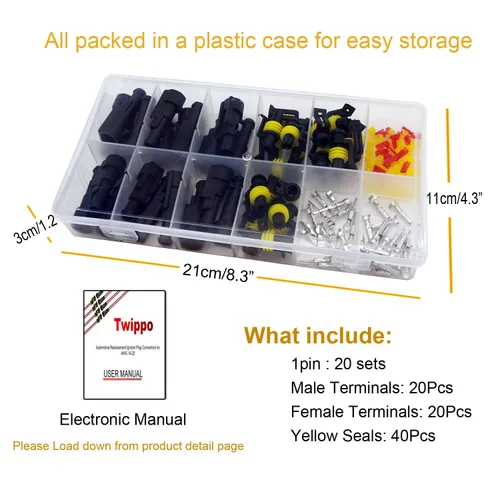 Vista 6 de 20 Kits Conector de 1 Pin Conectores Eléctricos Automotrices de Conexión Rápida Conectores de Alambre de 1 Pin Conector Impermeable Conector