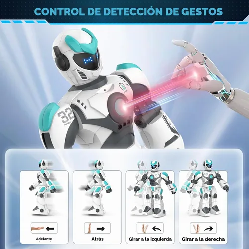 Vista 3 de VATOS - Robot a control remoto para niños extra grande, juguete RC programable de 15.4" con canto, baile, detección de gestos y control de voz