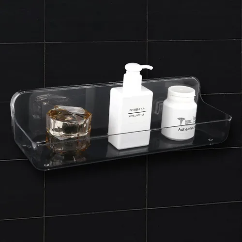Vista 5 de Estante de ducha pegajoso, cesta de baño adhesiva, bandeja de almacenamiento de bar, carga máxima de 13 libras, sin perforaciones, estante