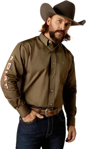 Vista 30 de Camisa de sarga con logotipo del equipo ARIAT de ajuste clásico para hombre Sea Scape USA 3X-Large Turkish Sea