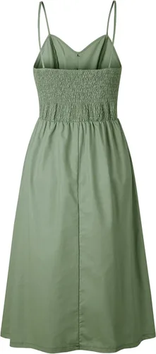 Vista 12 de Angashion - Vestido floral de verano estilo bohemio para mujer, con botones, bolsillos y tiras ajustables