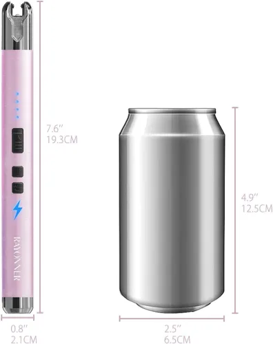 Vista 6 de RAYONNER Encendedor eléctrico de velas con linterna, USB C recargable, de arco de plasma, resistente al viento, para velas profundas, estufa de gas