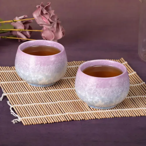 Vista 7 de KAMMAK Juego de 2 tazas de té pequeñas de porcelana de 6.7 onzas, tazas de té japonesas de cerámica para el hogar, fiesta, oficina, juego de té