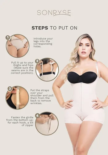 Vista 3 de Sonryse Fajas Colombianas Reductoras y Moldeadoras Post Surgery Shapewear Bodysuit
