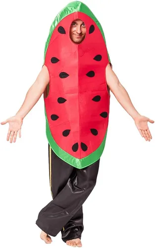 Vista 3 de EraSpooky Disfraces de sandía de Halloween para hombre, disfraz de fiesta de comida