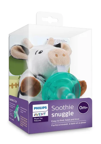 Vista 10 de Philips Avent Soothie Snuggle Portachupetes con Chupete Desmontable, 0m+, Vaca, SCF347/05