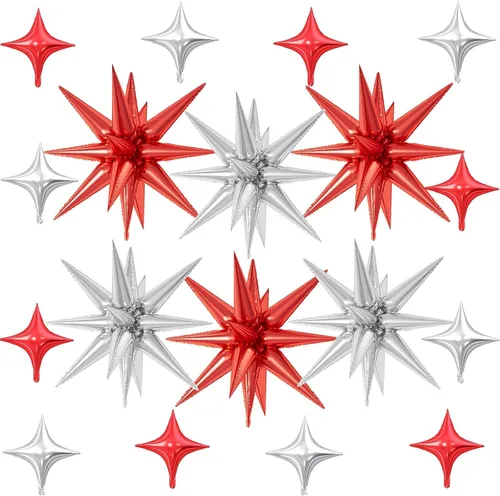 Vista 9 de 18 globos de estrella rosa, globo rosa bebé con 6 globos de estrella en explosión de 22 pulgadas, 12 globos de aluminio de cuatro estrellas