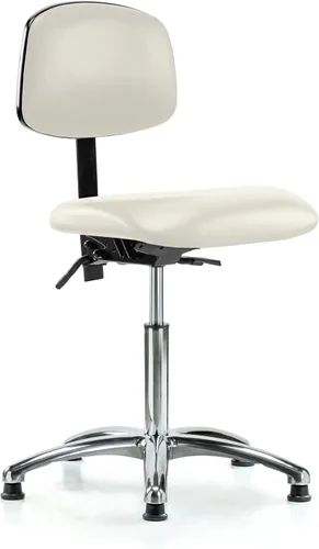 Vista 77 de Perch - Silla de laboratorio con ruedas cromadas con soporte de respaldo ajustable, altura del escritorio de 17 a 22 pulgadas, tela negra