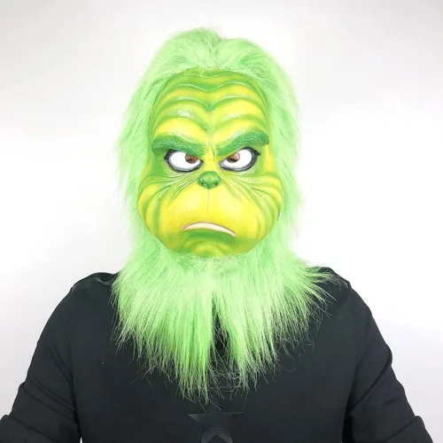 Vista 6 de WPOYM Máscara de Navidad para cosplay accesorios de máscara de monstruo verde accesorios de disfraz de mascarada máscara de cabeza completa de látex