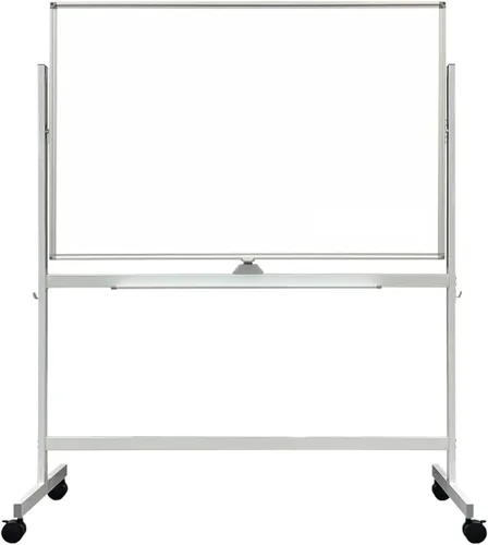 Vista 10 de Pizarra blanca móvil de grado industrial de 32 x 48 pulgadas de borrado en seco con soporte rodante con cerradura, pizarra blanca magnética de doble