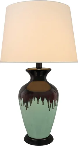 Vista 2 de Aspen Creative 40221-11 - Lámpara de mesa de cerámica esmaltada de transición de 26-1/2 pulgadas, color marrón oscuro y verde claro con pantalla