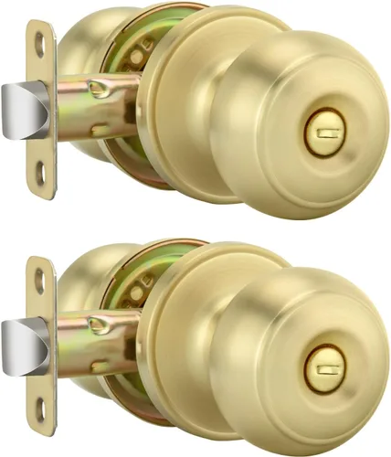 Vista 11 de Goldenwarm Pomos de puerta de paso de bronce champán, 1 paquete de pomos para puerta de armario interior, juego de perillas de puerta de paso