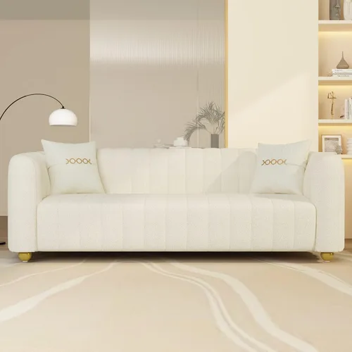 Vista 10 de Moderno sofá de terciopelo negro para sala de estar, sofá individual de 42 pulgadas con patas de esfera de metal dorado (negro 1S)