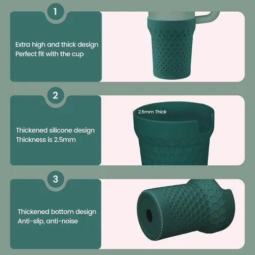 Vista 4 de Funda de silicona para botas para accesorios de taza Stanley, funda de silicona para botella de agua para tazas Stanley Quencher H2.0 y Quencher