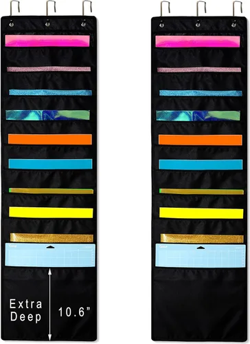 Vista 10 de Organizador colgante, almacenamiento de papel de 12 x 12 pulgadas, soporte de vinilo de bolsillo profundo, para cartulina, álbum de recortes, papel