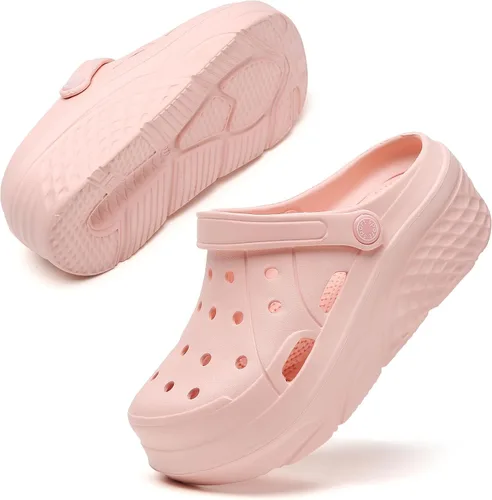Vista 8 de SECHRITE Zuecos de plataforma para mujer, zapatos de jardín, impermeables, para playa, piscina, sandalias de verano, pantuflas para el hogar, serie