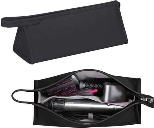 Vista 2 de Funda de viaje de piel sintética portátil para Dyson Airwrap Styler/Shark Airwrap, impermeable, antiarañazos, a prueba de polvo, a prueba de golpes