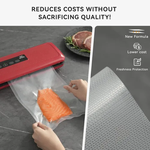 Vista 2 de Rollo sellador al vacío de 8 x 20 pies y 11 x 20 pies, paquete de 6, ideal para almacenamiento de alimentos, vacío y preparación de comidas
