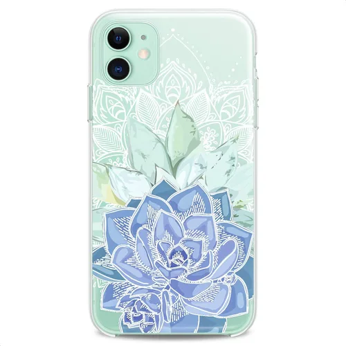 Vista 9 de Funda compatible con iPhone 14 13 Pro Max 12 Mini 11 Xs X 8 Plus Xr 7 SE 6s 5 Plant Floral Flowers Phone Teen Slim Boho Cute Girls Print Blue Design