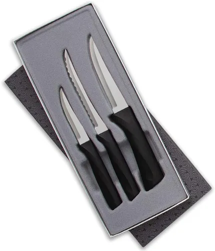 Vista 2 de RADA Cutlery - Juego de 3 piezas de cuchillo de himno, juego de regalo con afilador de borde rápido, asas negras